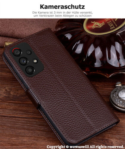 Echt Leder Klapphülle Magnet Ständer Wallet Case Kartenfächer Tasche für SAMSUNG - Bild 6 von 26