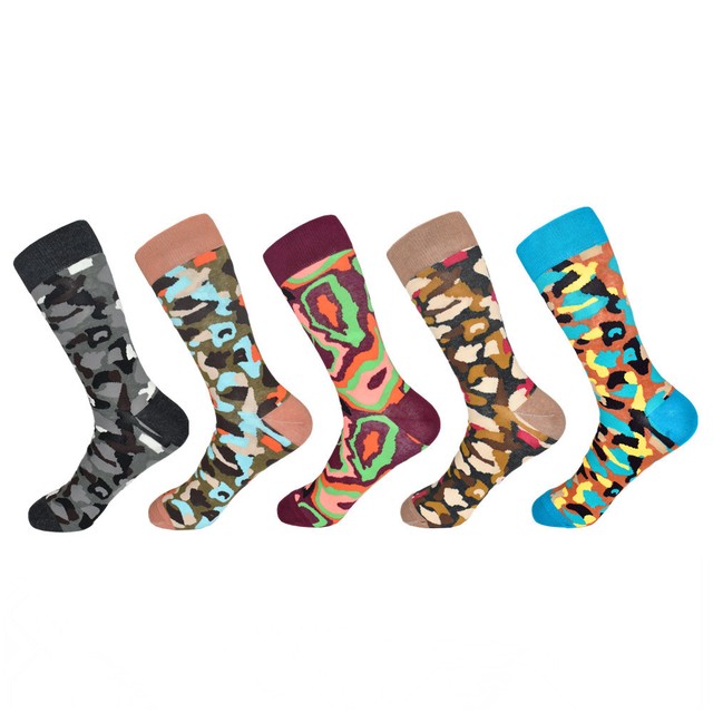 NEW 5 Pairs Mens Camouflage Cotton Socks Lots Fashion Camo Dress Work