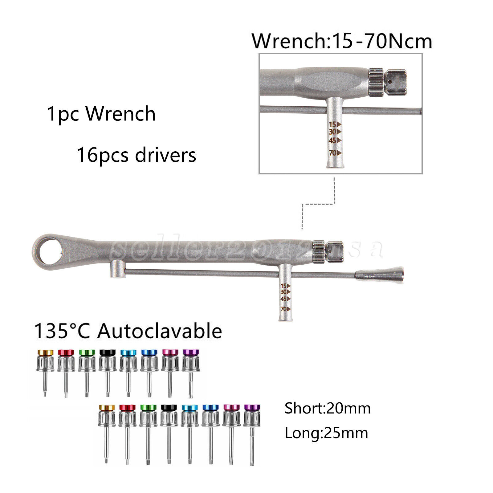 Dental Universal Implant Prosthetic Kit Torque Wrench Screw Drivers Remover Box