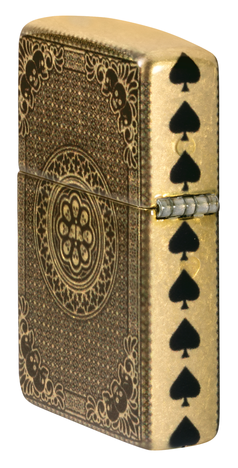 Zippo Ace of Skulls Design Tumbled Brass 540 Fusion Windproof Pocket Lighter,...