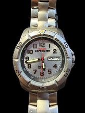 Timex Expedition Indiglo Day-Date Quartz Watch WR100M Stainless Steel Band