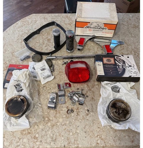 Harley Davidson Parts Lot Screamin Eagle Pistons Kuryakyn Lens Docking Hardware