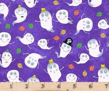 Halloween Season Purple Floating Ghosts DC10937-PUR Fabric Half Yd Cont Cuts