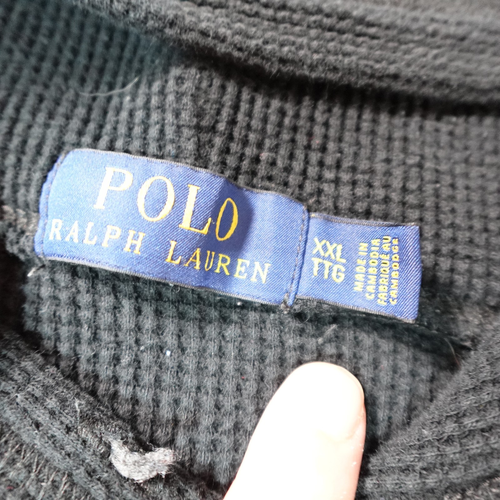 Polo Ralph Lauren Felpa con Cappuccio Uomo 2XL Nero Rosso Pony Waffle Maglia Pullover Felpa