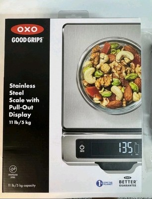 OXO Good Grips 11-Pound Stainless Steel Kitchen Scale with 1.2, Black 