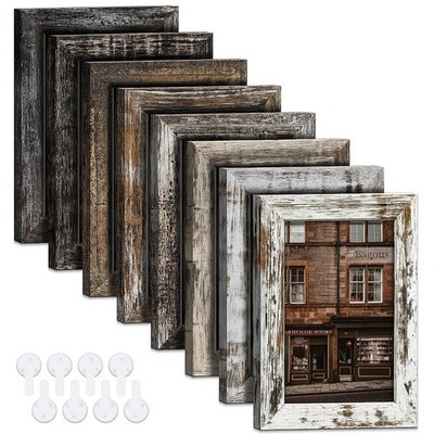 4x6 Picture Frames Set of 8, Vintage Rustic Farmhouse Industrial Style Photo ...