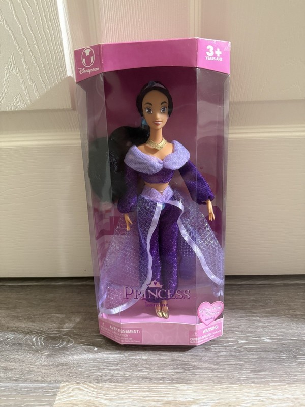 Disney Store Classic Princess Jasmine Doll Styling Brush & Slippers 1990s - New