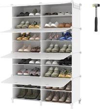 Shoe Rack, 8 Tier Shoe Storage Cabinet with Door, 32 Pair Shoe Organizer