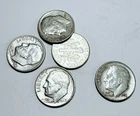 ROOSEVELT SILVER DIMES LOT OF 5 - 90% SILVER FREE SHIPPING #7981