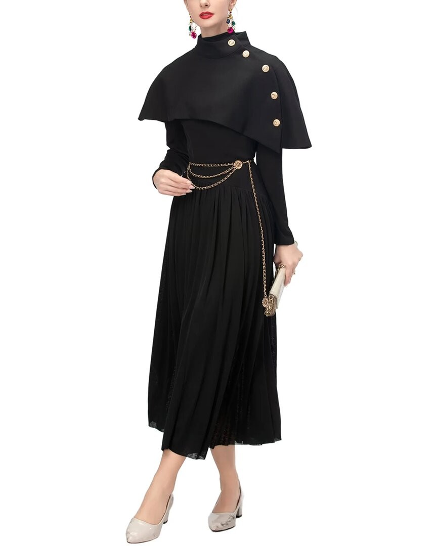 Burryco Black Solid Maxi Dress Women's Black 0