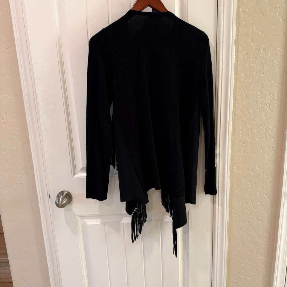 I.N.C. Cárdigan negro con flecos de gamuza sintética - Talla M Foto 3 de 4
