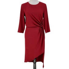 Haute Hippie Dress Womens Small Burgundy Asymmetric Hem Ruched Side Chiffon New