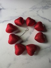 Valentine's Day Glitter Red Heart Ornaments