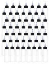 50 Pcs 2oz Clear Plastic Squeeze Bottles with Twist Cap for Liquids, Crafts, Tra