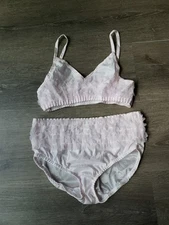 NEW Laura Dare Pink Ruffle Panty Bralette Top Set Girls Sz 8 All Nylon USA FLAW