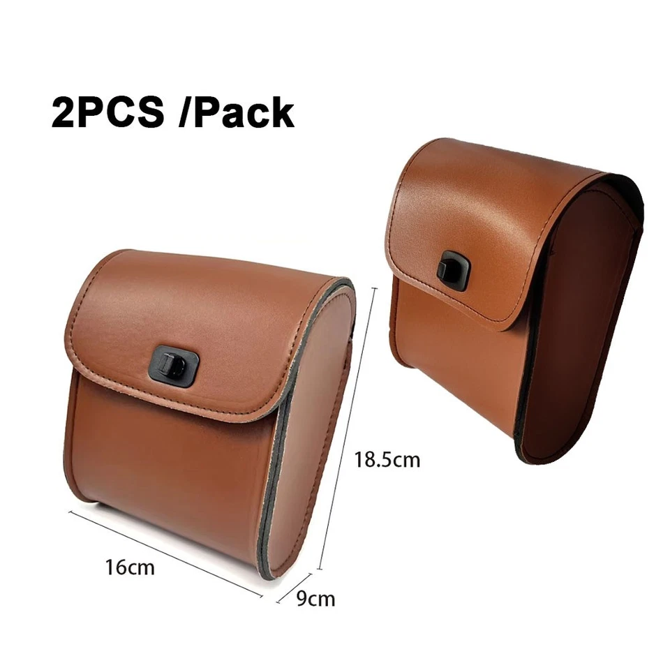 2PCS Pu Leather Bike Storage Universal Motorcycle Saddle Luggage Side Tool Bag - Image 3 of 4
