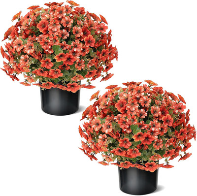 17'' Artificial Flowers Topiary - 2 Set for Outdoor Fall Decoration,Faux Petunia