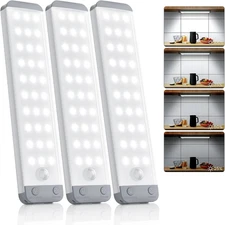 Under Cabinet Lights 3-Pack, 8.3 Inch Motion Sensor Light Indoor,Usb-C Rechargea