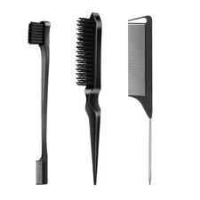 3-Piece Hair Brush Set: Edge Control, Rat Tail Comb & Bristle Brush for Kids