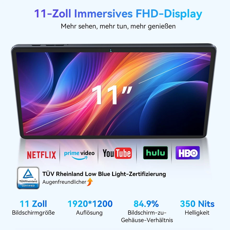 2025 Neu Tablet Android 15 24GB RAM+256GB 8000mAh 11 Zoll 4G LTE 2SIM Wi-Fi IPS - Bild 2 von 4