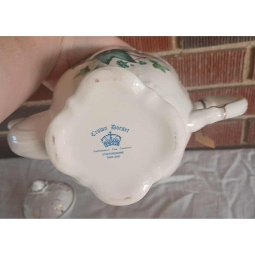 Crown Dorset Staffordshire England teiera ceramica 6 tazze piattini crema zucchero - Foto 2 di 7