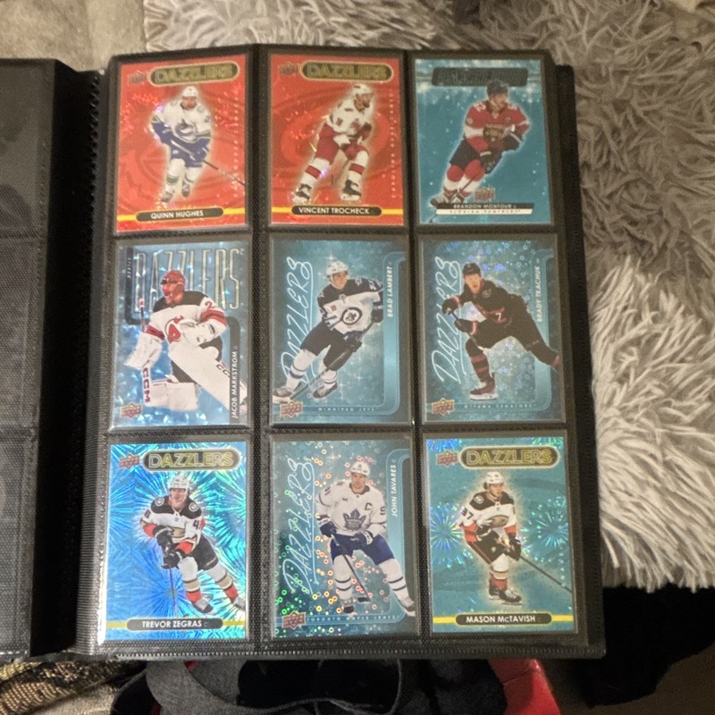 Upper Deck NHL 2023-24 Dazzlers Insert Hockey Card Lot - 9 w/ Hughes, Trocheck