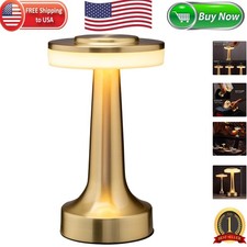 Rechargeable LED Table Lamp with Touch Control - 3 Levels Brightness, Gold