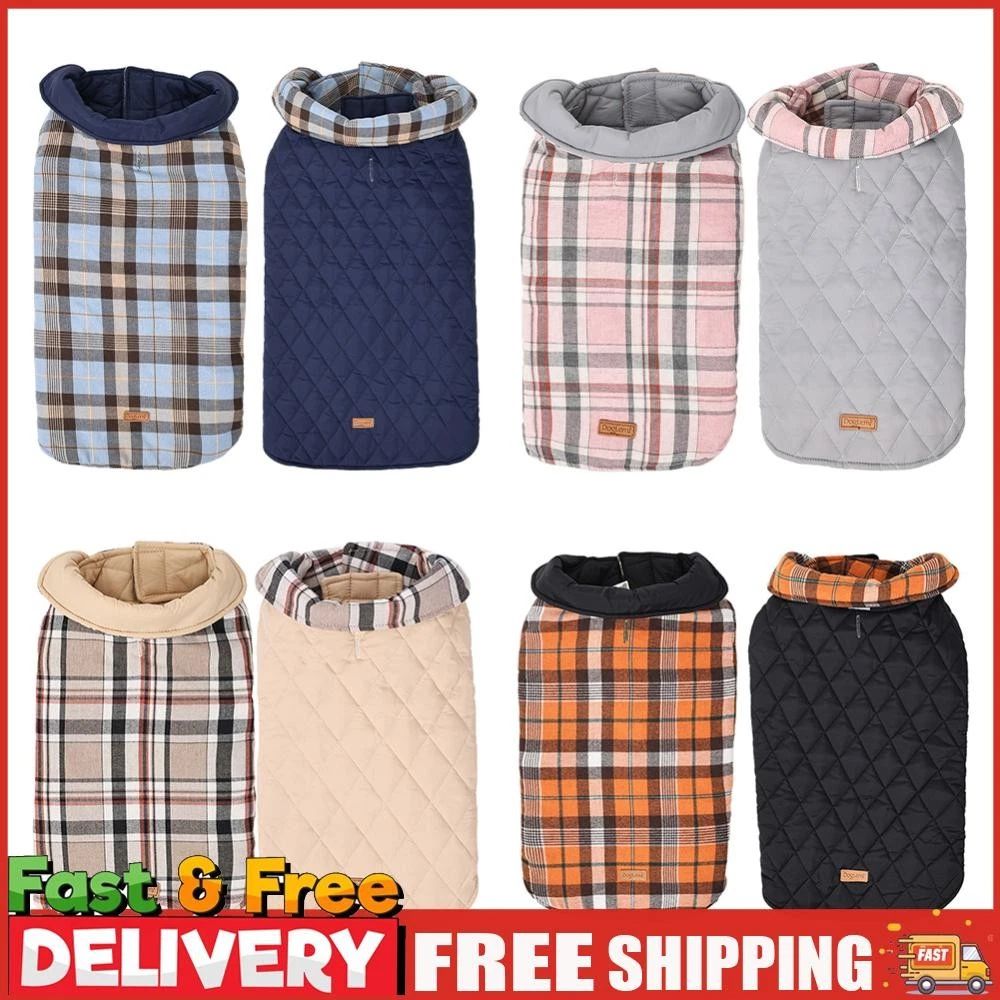 VETEMENTS Cappotto per Cani Caldo Reversibile Impermeabile Abbigliamento per Cani di Piccola Media e Grande Taglia