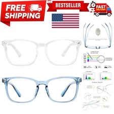 2 Pairs Blue Light Blocking Glasses with Spring Hinge, Anti Eyestrain, Comput...