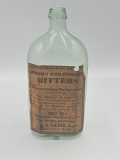 Antique SPRING AND SUMMER BITTERS Bottle Label Only OPEN PONTIL Very Rare!