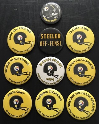 LOT OF 10 VINTAGE PITTSBURGH STEELERS NFL FOOTBALL TEAM HELMET LOGO PINS BUTTONS