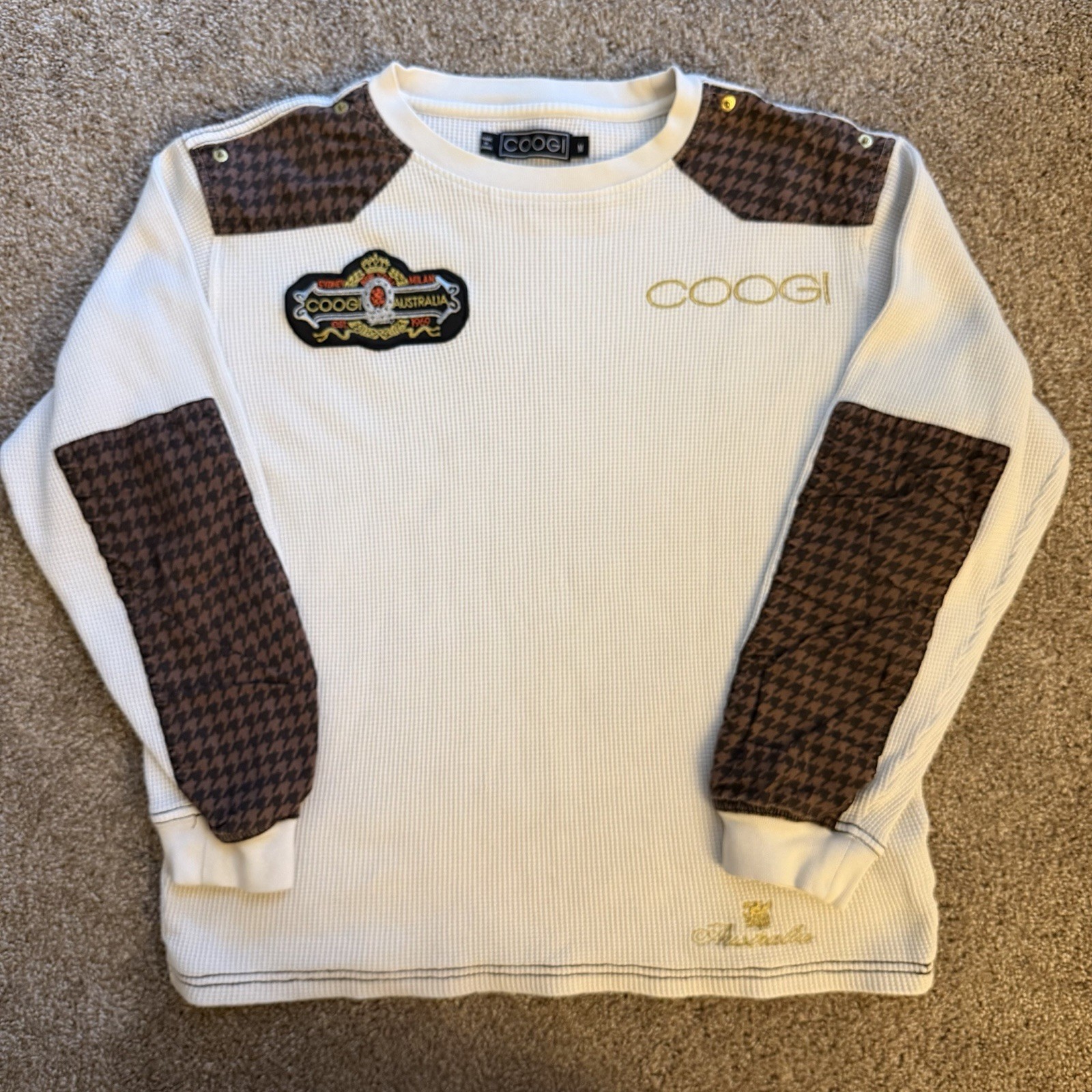 Y2K COOGI Australia Waffle Thermal Shirt M Houndstoot… - Gem