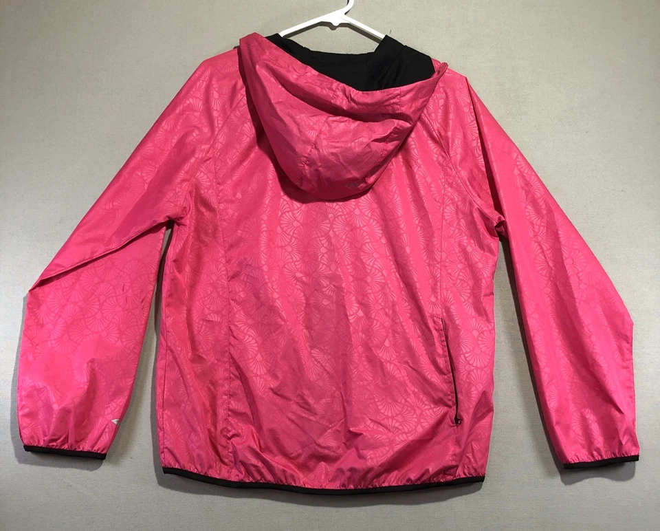 Chaqueta cortavientos Everlast para mujer grande rosa ligera con capucha estampado geométrico Foto 4 de 4