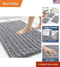 30x20 Extra Soft Chenille Bath Mat - Quick-Dry, Non-Slip, Machine Washable
