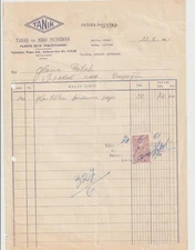 1961 ISTANBUL GREEK RUM PLASTIC FACTORY INVOICE TANAS & NIKO MUNGIRIDI to GLORYA