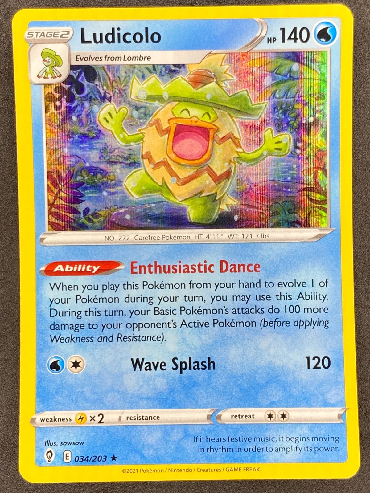 Pokémon Ludicolo 034/203 EVS Evolving Skies NM