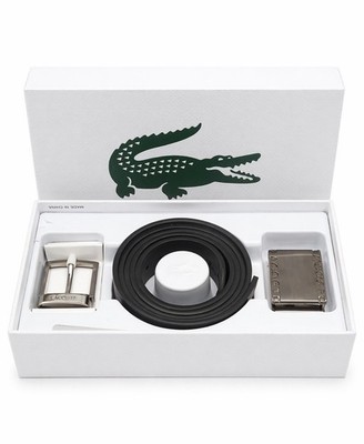 LACOSTE Elegance 30 Reversible in Box W110 Gürtel Noir Gris schwarz grau Neu