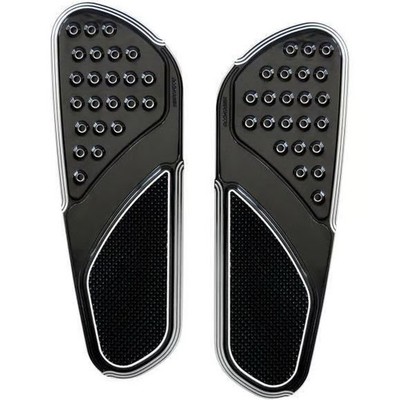 Accutronix Drilled Original Floorboards - Knurled Heel - Black Motorcycle