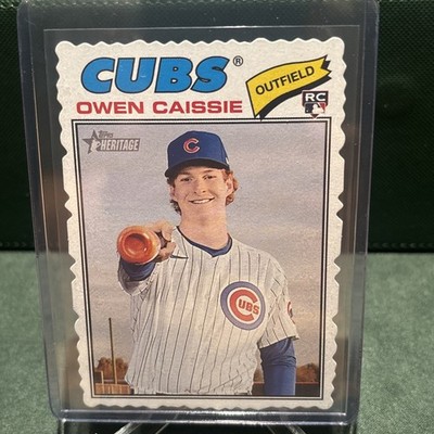 2026 Topps Heritage Owen Caissie Deckle Edge Parallel SP RC Chicago Cubs #88