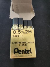 Pentel HI POLYMER SUPER LEADS 0.5mm 2H Mechanical Pencil 12 TUBES REFILL JAPAN