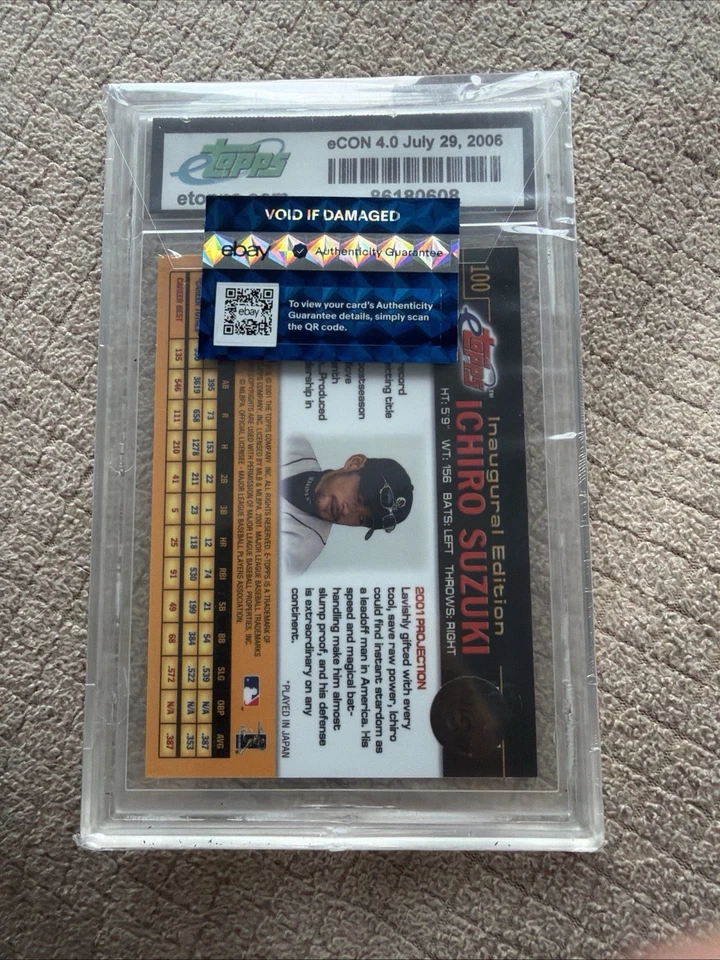 2001 eTopps #100 Ichiro Suzuki Rookie 1/5 Anaheim 2006 Convención Nacional RARO Foto 3 de 4