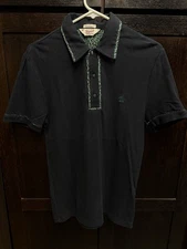 Penguin By Munsingwear Polo Shirt Contrast Tipping  Black  Green Size S Slim Fit