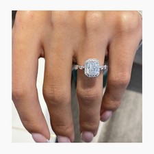 Diamond Engagement Ring Radiant IGI Certified F VS1 Halo 2 Ct 14K White Gold