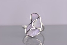 Sterling Silver Swirled Shaped Mosaic Mother of Pearl Band Ring 925 Sz: 9