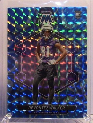 #1510 Devontez Walker 2024 Panini Mosaic #381 Blue Prizm RC Ravens