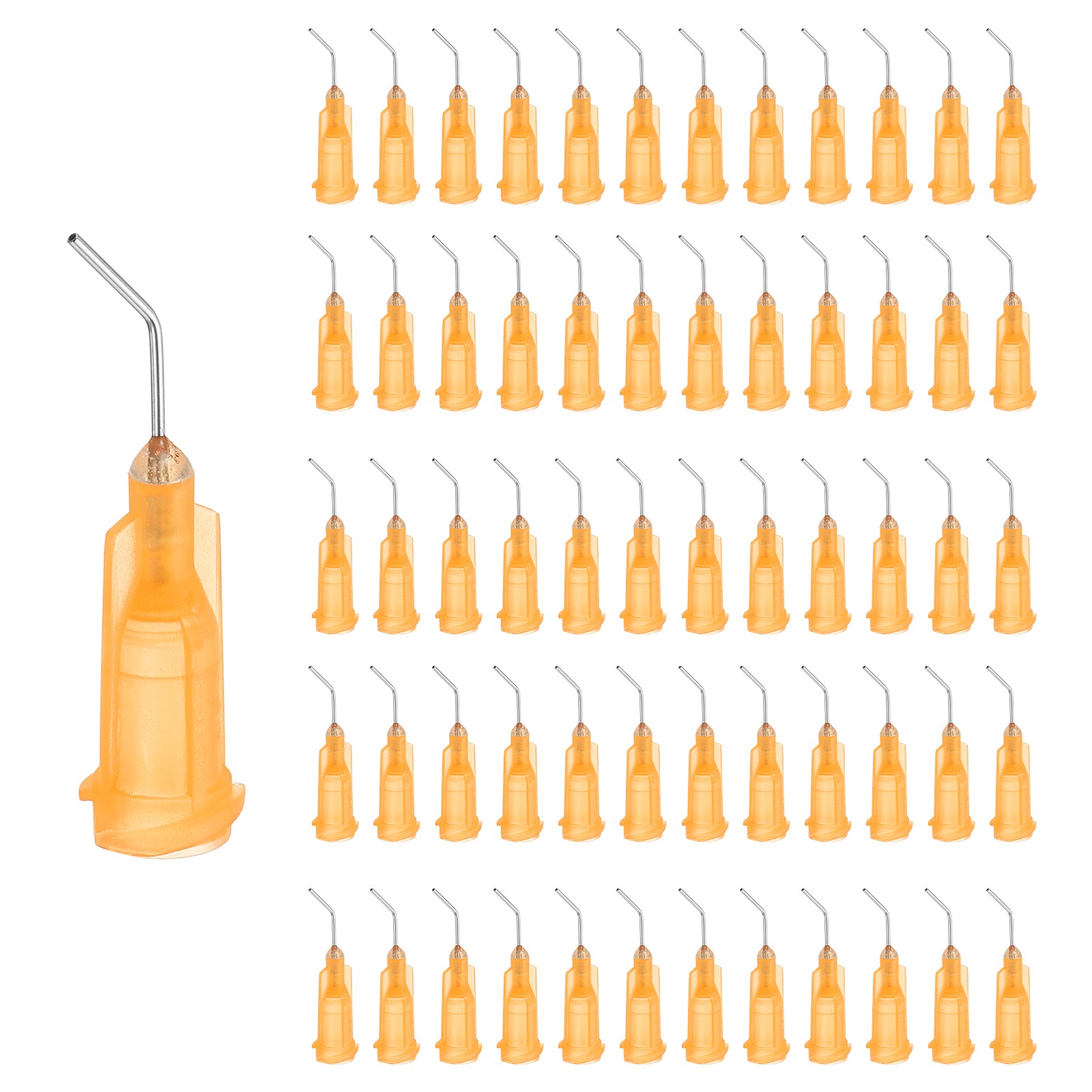 60 Pcs 23 Gauge 0.5" Blunt Tip Dispensing Needles with Luer Lock, Orange