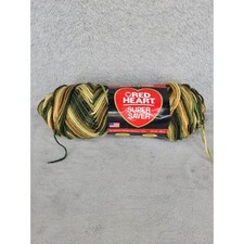 Red Heart Super Saver Yarn Camo Green Brown Tan Worsted 4 Weight 5 oz 244 yds