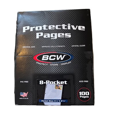 1 Box Protective Pages Sealed BCW Pro 8-Pocket Pages - 100 Pages