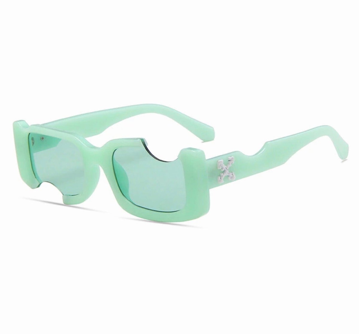 ★HANGLE EYEWEAR★ Neutro Square Sunglasses Green Hype Korea Hip Hop Square Sunglasses Women Men Off Notch Hole Design