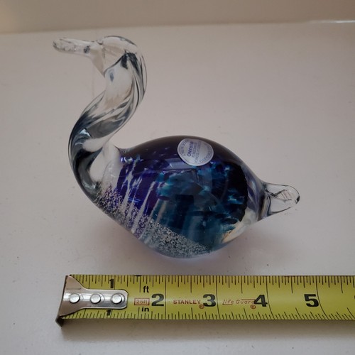 Murano Blown Art Glass Duck Goose Bird Clear blue swirl Figurine Paperweight - Picture 6 of 6